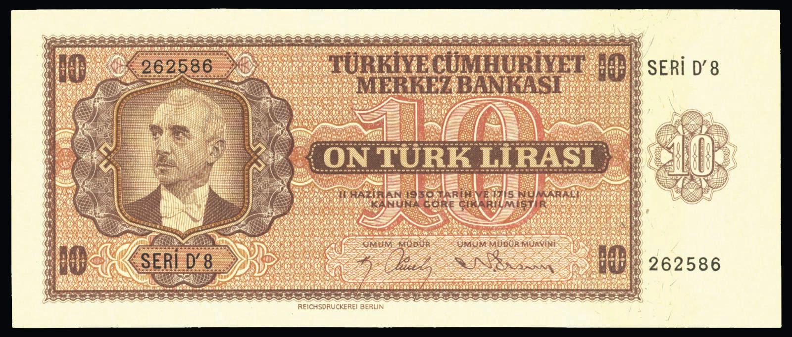 Turkey 1930 ( 1942 ), 1 Lira旧紙幣